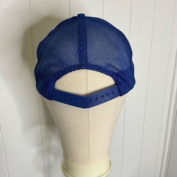 Vintage 80s Hanes Baby Blue Spray Paint Mesh Snapback Hat Cap - Picture 5 of 9